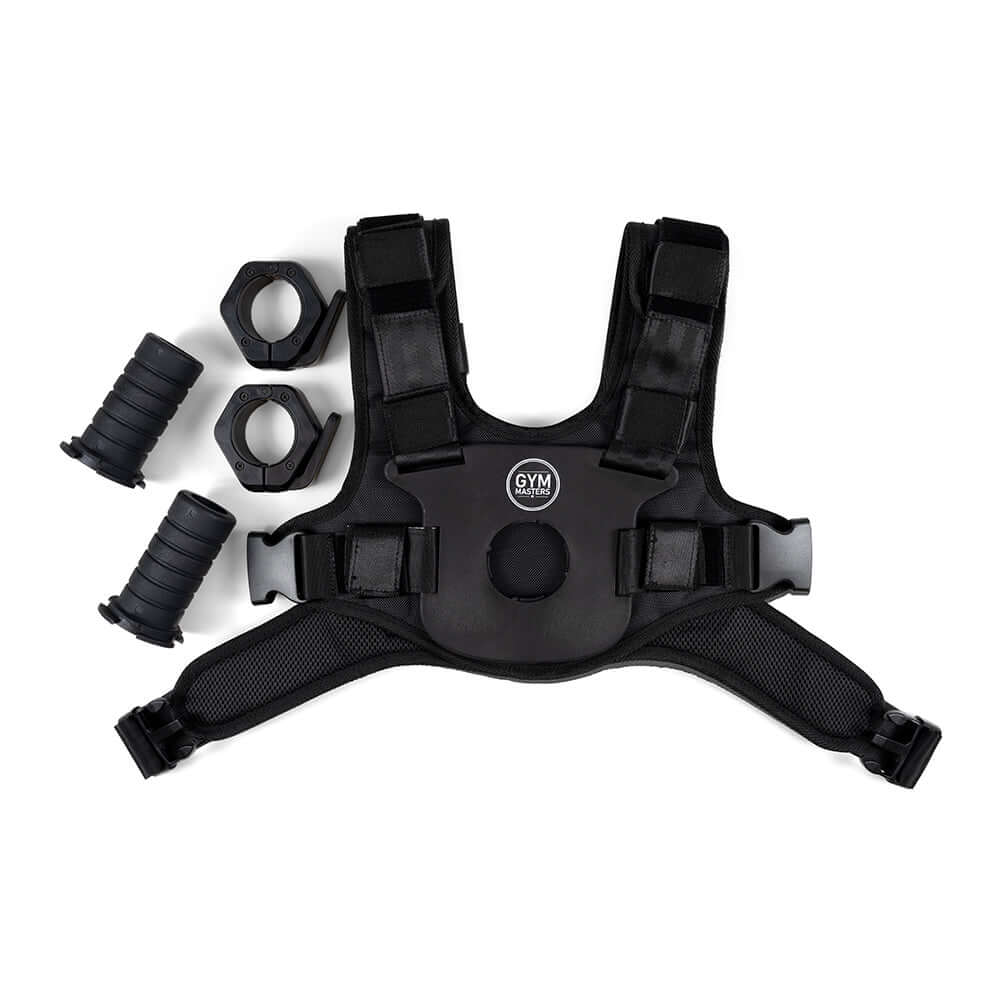 Verstelbaar gewichtsvest tot 75 kg met handgrepen en schijven voor intensieve training.