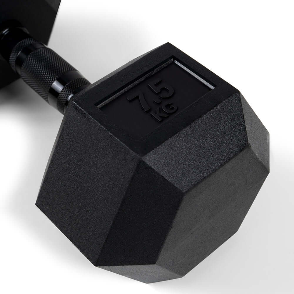 Set (2 stuks) Hexagon Dumbbells / hexa dumbbells 7,5 kg Zwart