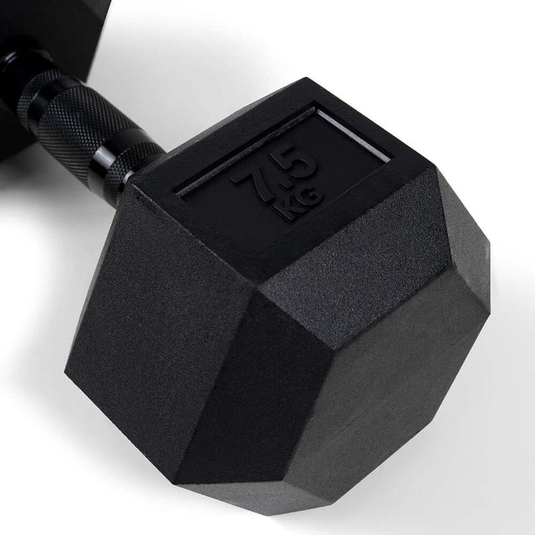 Set (2 stuks) Hexagon Dumbbells / hexa dumbbells 7,5 kg Zwart
