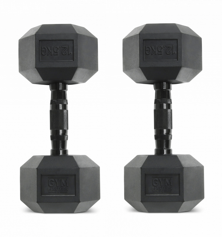 Set (2 stuks) Hexagon Dumbbells / hexa dumbbells 12,5 kg Zwart