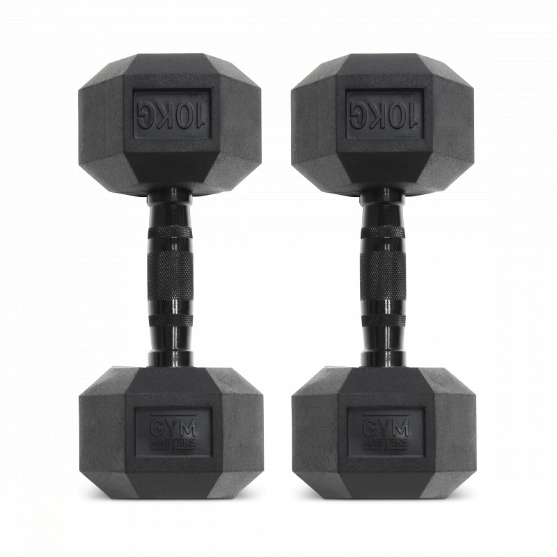 Set (2 stuks) Hexagon Dumbbells / hexa dumbbells 10 kg Zwart