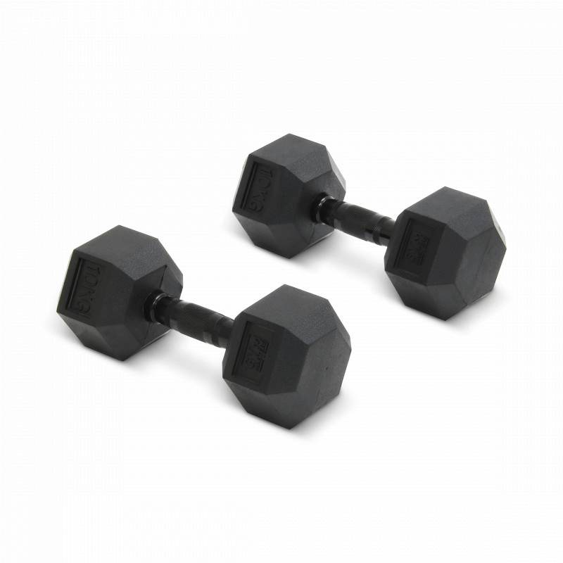 Set (2 stuks) Hexagon Dumbbells / hexa dumbbells 10 kg Zwart