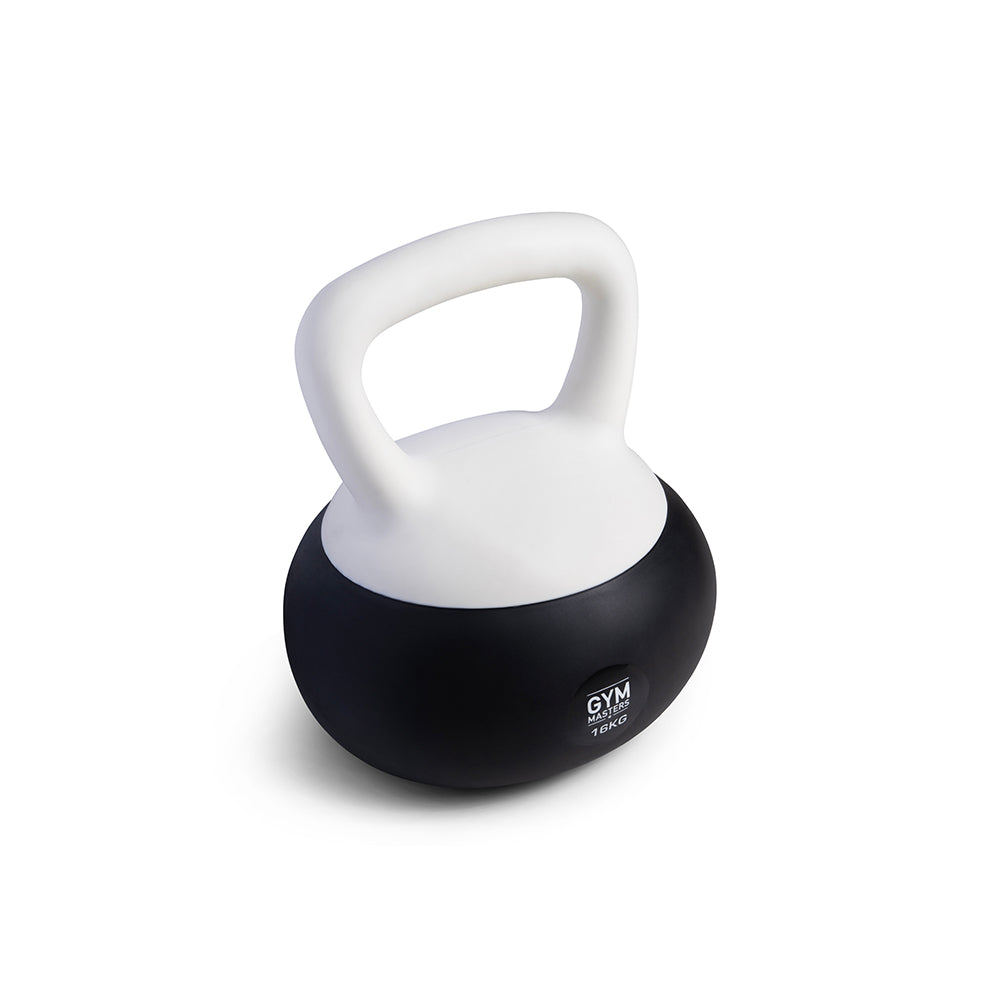 Zachte kettlebell set 3 stuks (10 kg & 12 kg & 16 kg) met comfortabele grip en zachte buitenkant.