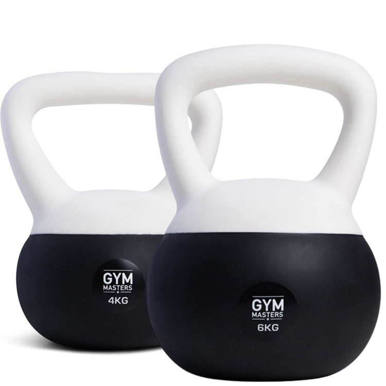 Zachte kettlebell set 2 stuks (4 kg & 6 kg) van Gym Masters, perfecte keuze voor beginners en lichte training.