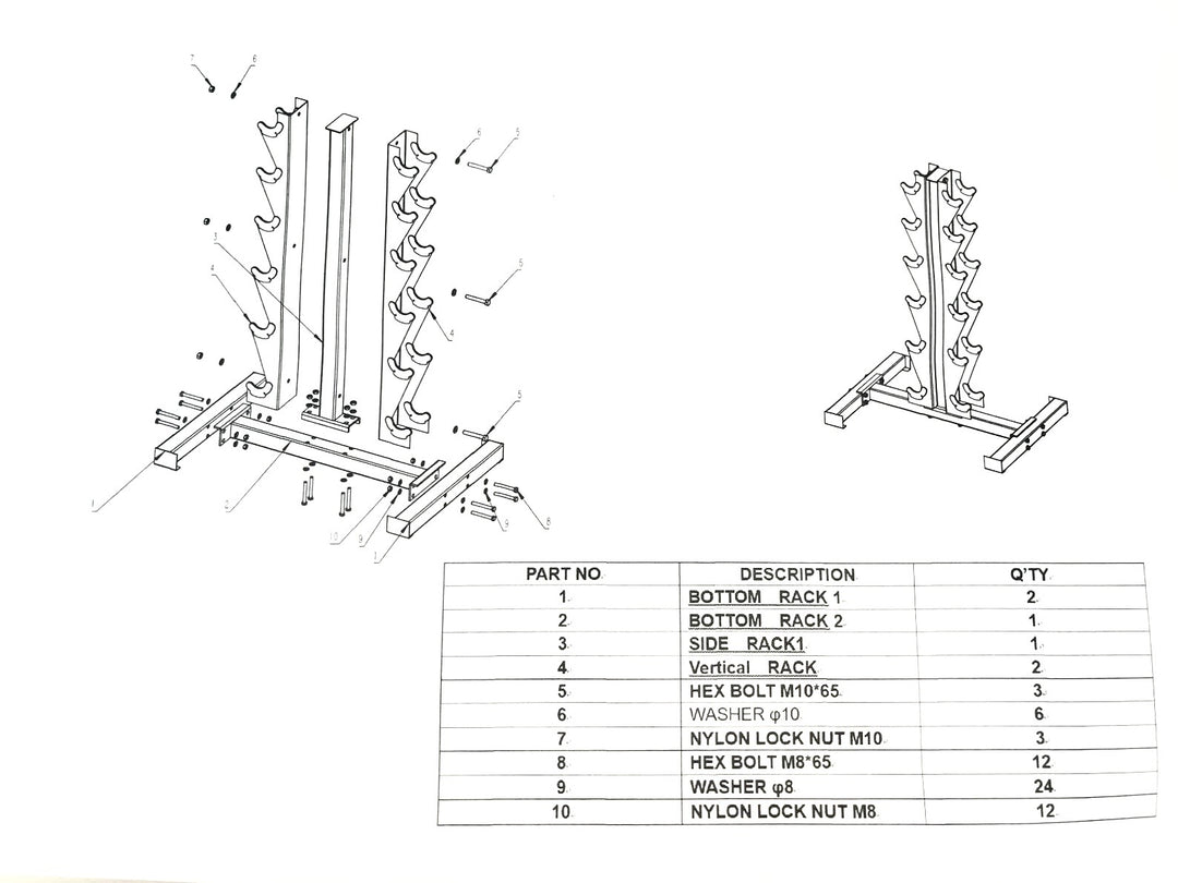 Dumbell rek (voor 12 dumbbells)