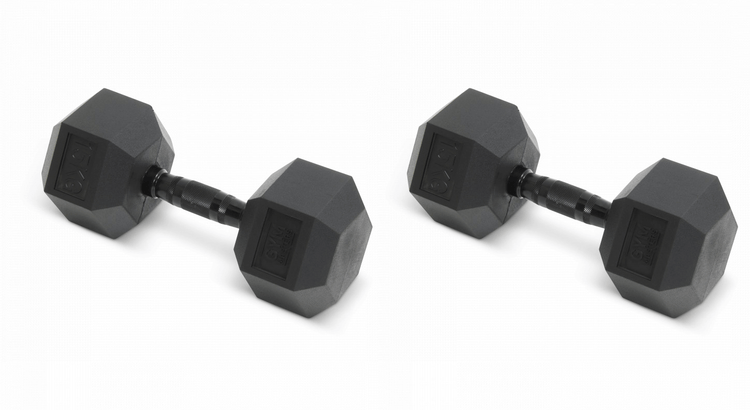 Set (2 stuks) Hexagon Dumbbells / hexa dumbbells 15 kg Zwart