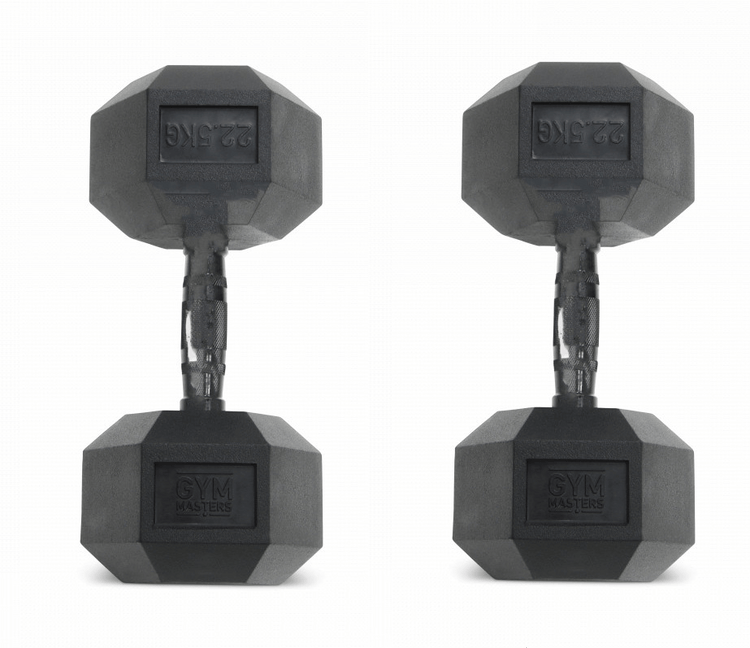 Set (2 stuks) Hexagon Dumbbells / hexa dumbbells 22,5 kg Zwart