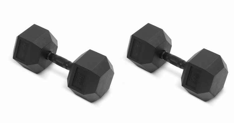 Set (2 stuks) Hexagon Dumbbells / hexa dumbbells 22,5 kg Zwart