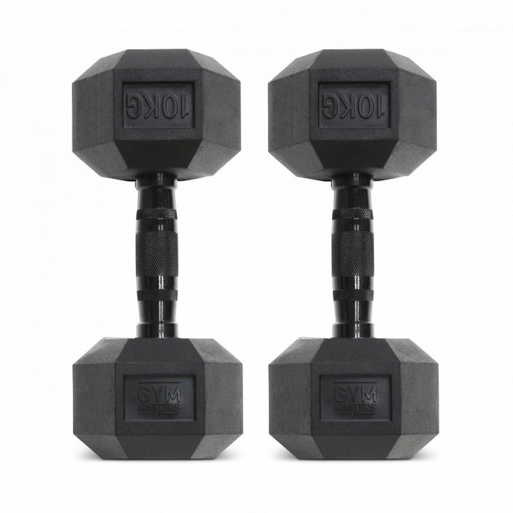  Set (2 stuks) Hexagon Dumbbells / hexa dumbbells 10 kg Zwart