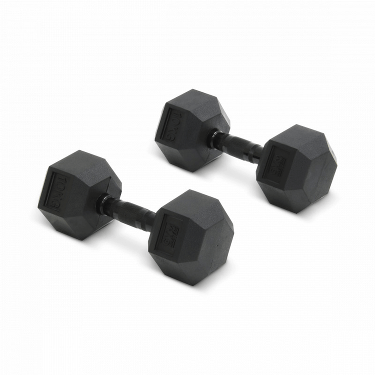  Set (2 stuks) Hexagon Dumbbells / hexa dumbbells 10 kg Zwart