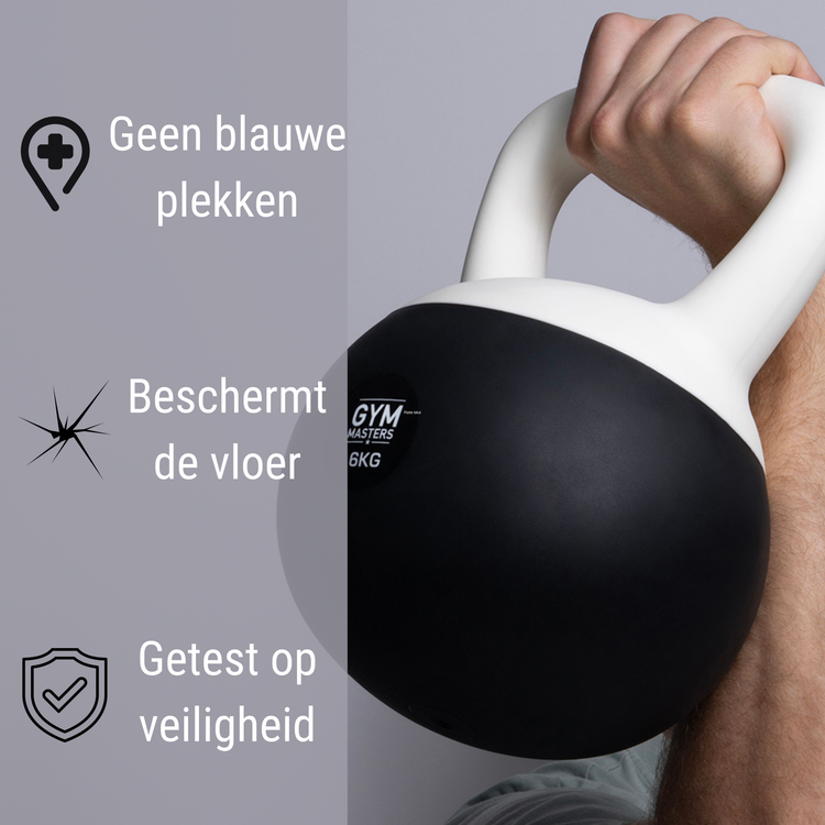 Zachte kettlebell 12 KG met veiligheidseigenschappen en vloerschadewering voor krachttraining.