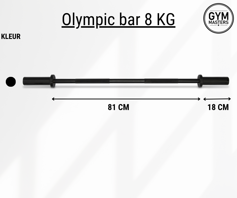 Olympic Barbell Zwart (8kg / 120cm / 50mm)