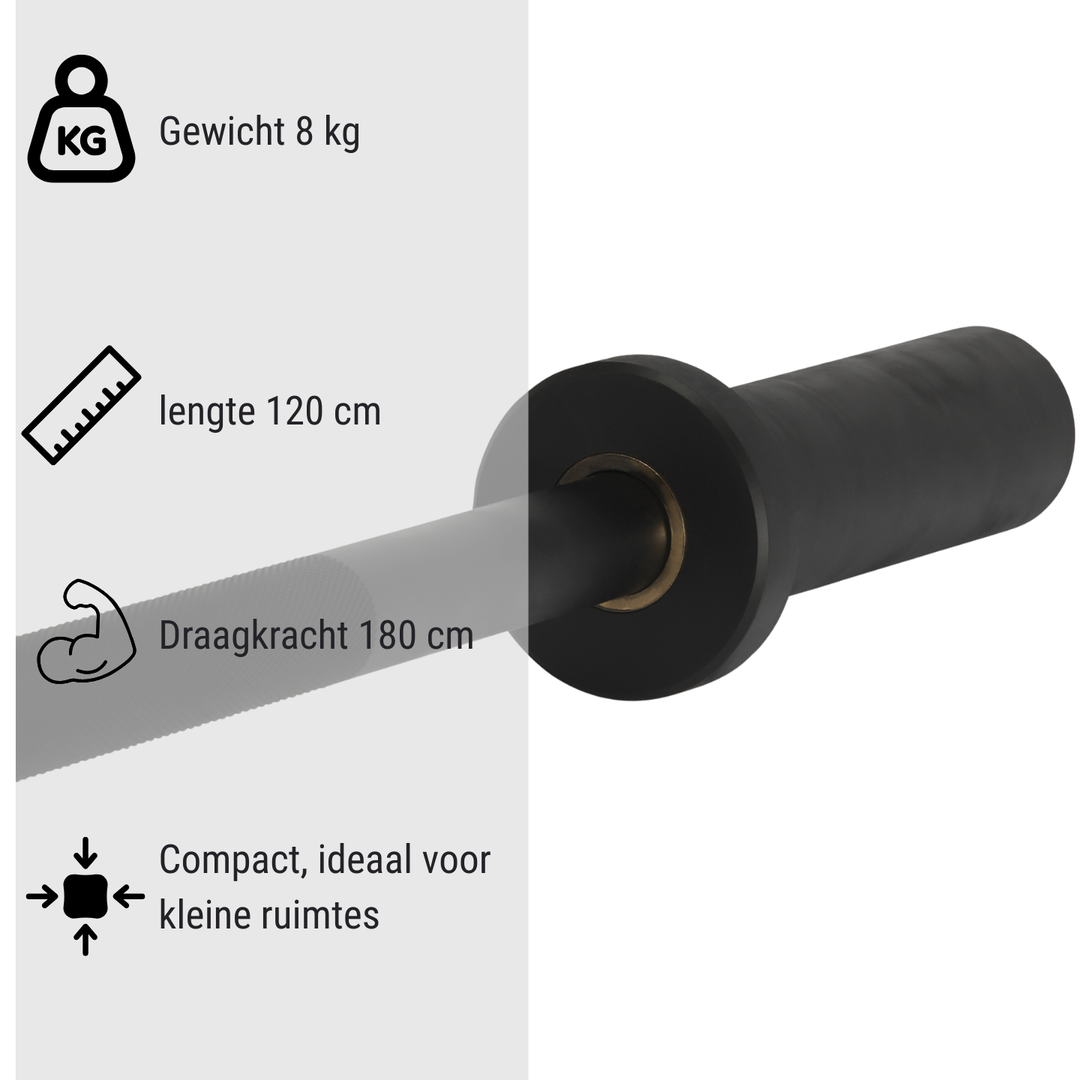 Olympische Langhantel Schwarz (8kg / 120cm / 50mm)