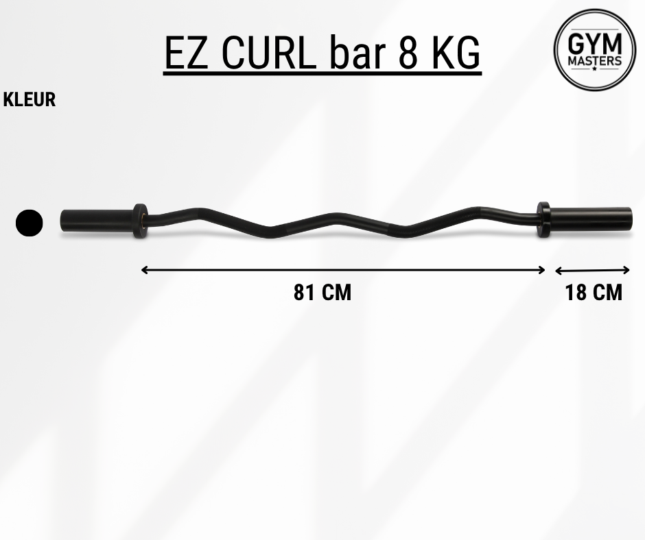 Zwarte curlstang / EZ bar (50MM - 120cm)