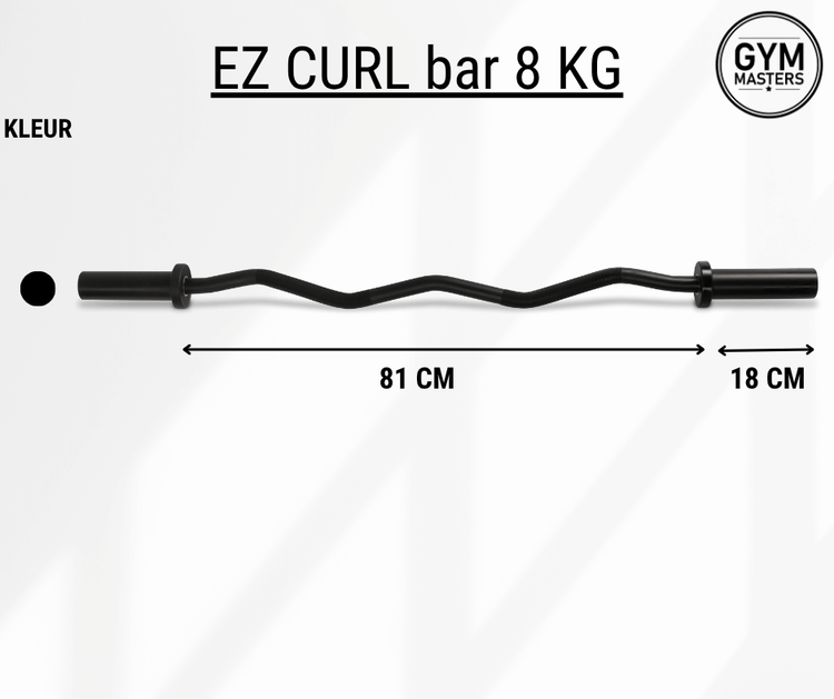 Afmetingen Gym Masters zwarte curlstang / EZ bar (premium) - 50MM - 120cm Gym Masters zwarte curlstang / EZ bar (premium) - 50MM - 120cm