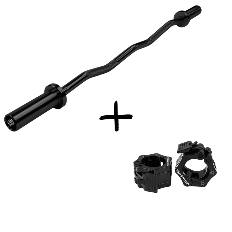 Gym Masters curlbar set with EZ curl bar and durable Lockjaw sluiters for safe, effective strength training.