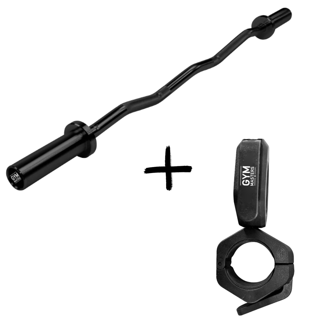 Gym Masters Curlbar Set – EZ Curlbar + Lockjaw Sluiters (50 mm)