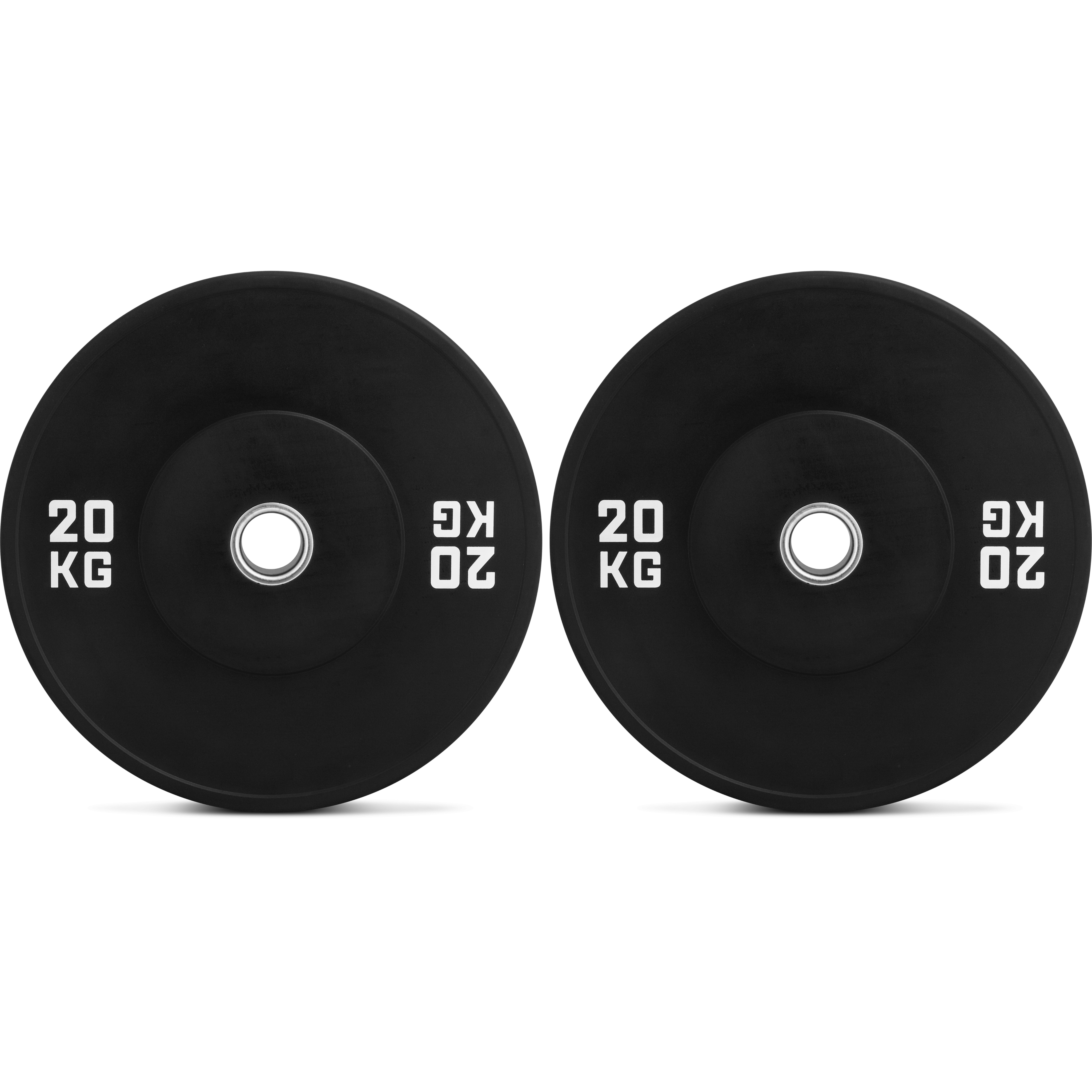 Bumper Plate 20 KG (2 stuks - set) rubber halterschijven met roestvrijstalen gat van 50mm voor krachttraining.