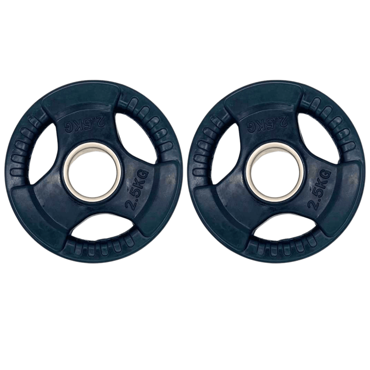 Gym Masters Barbell + Bumper Plates Set – 120 cm bar + 1,25 / 2,5 / 5 / 10 kg (per paar) – 2.5 kg bumper plates