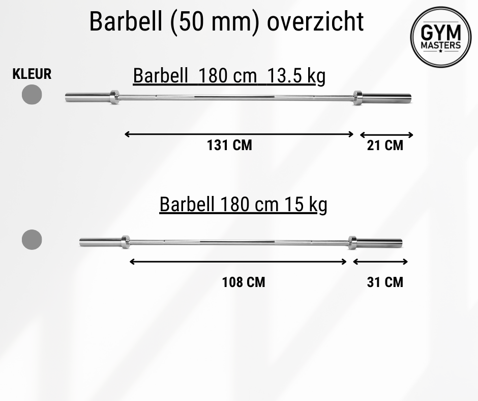 Chrome olympische halterstang / Barbell (180CM / 13.5KG / 50MM)