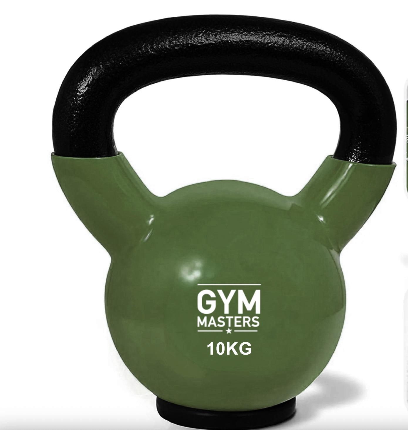 Gym Masters Kettlebell Set 4–6–10 KG - Vinyl, 10 KG vinyl kettlebell with rubberen voet and premium kleuren.